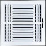 12"x12" 4-Way White Steel Air Supply Diffuser, Directional Register Vent Cover for Sidewall Or Ceiling