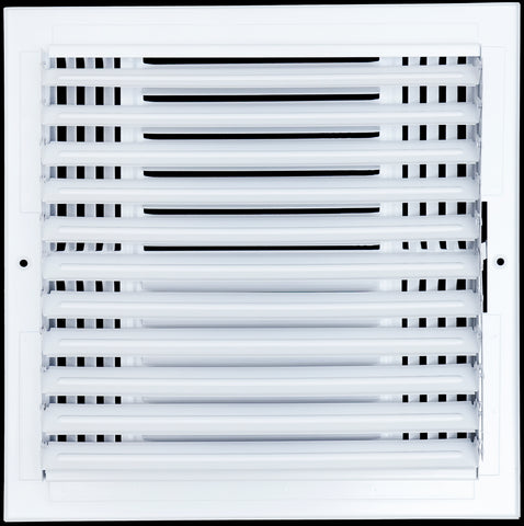 12"x12" 4-Way White Steel Air Supply Diffuser, Directional Register Vent Cover for Sidewall Or Ceiling