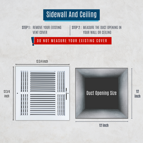 12"x12" 4-Way White Steel Air Supply Diffuser, Directional Register Vent Cover for Sidewall Or Ceiling