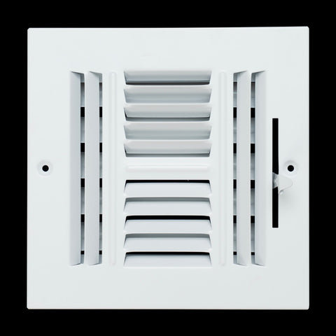 6"x6" 4-Way White Steel Air Supply Diffuser, Directional Register Vent Cover for Sidewall Or Ceiling