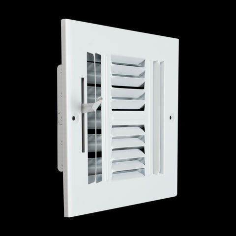 6"x6" 4-Way White Steel Air Supply Diffuser, Directional Register Vent Cover for Sidewall Or Ceiling