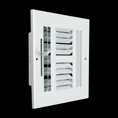 6"x6" 4-Way White Steel Air Supply Diffuser, Directional Register Vent Cover for Sidewall Or Ceiling