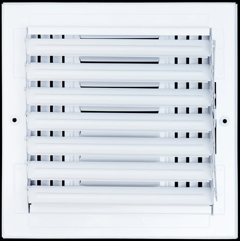 8"x8" 4-Way White Steel Air Supply Diffuser, Directional Register Vent Cover for Sidewall Or Ceiling