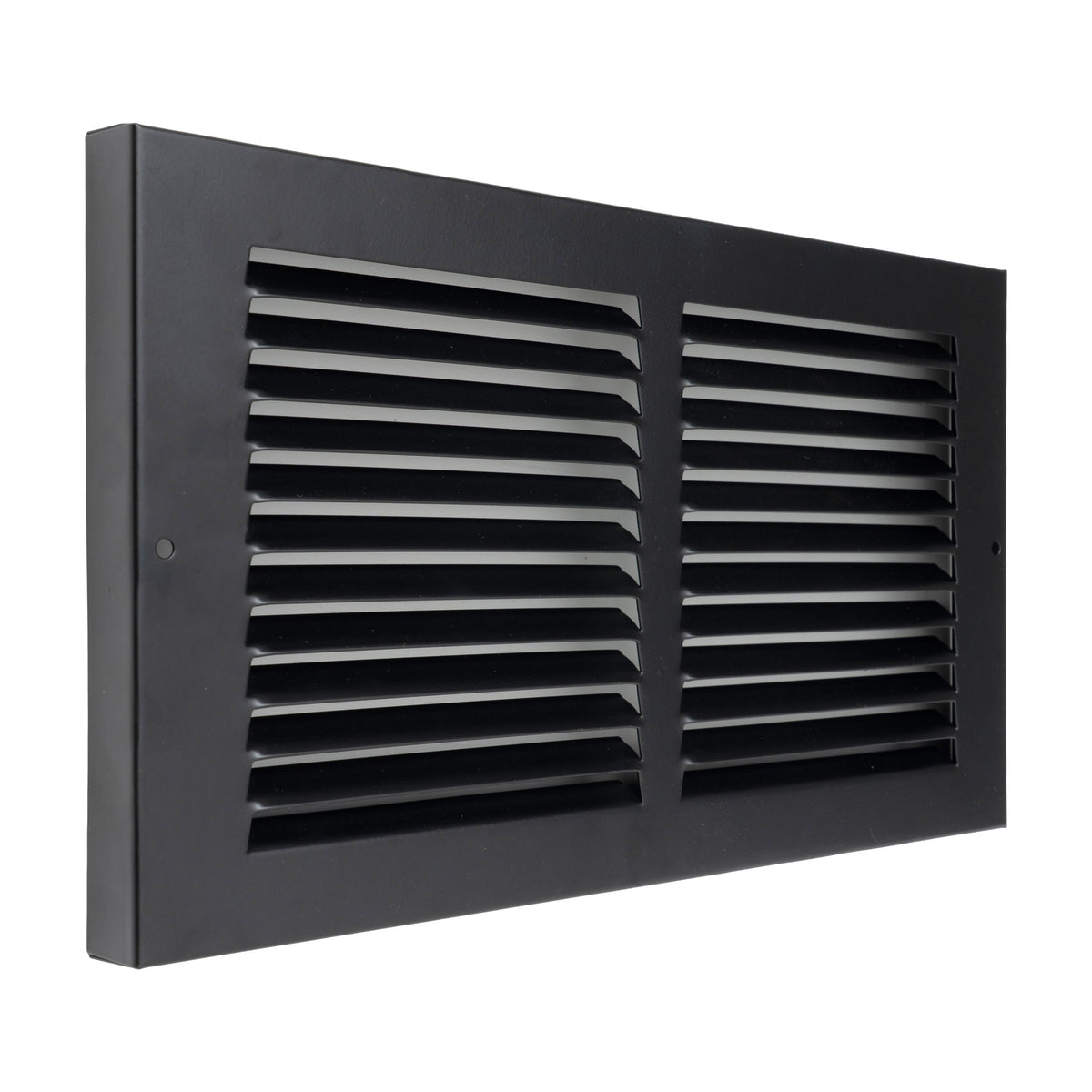 12"x6" Black Steel Baseboard Return Air Grille, 7/8" Turnback Depth