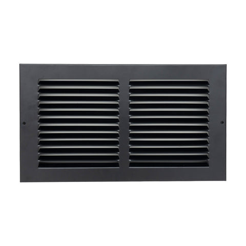12"x6" Black Steel Baseboard Return Air Grille, 7/8" Turnback Depth