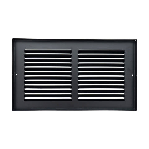 12"x6" Black Steel Baseboard Return Air Grille, 7/8" Turnback Depth