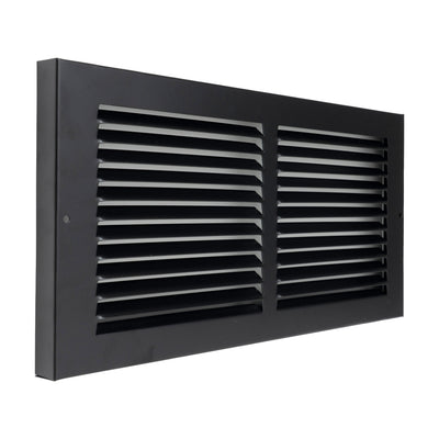 14"x6" Black Steel Baseboard Return Air Grille, 7/8" Turnback Depth