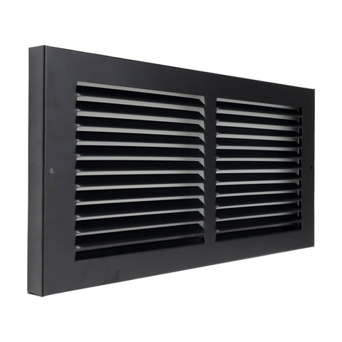 14"x6" Black Steel Baseboard Return Air Grille, 7/8" Turnback Depth
