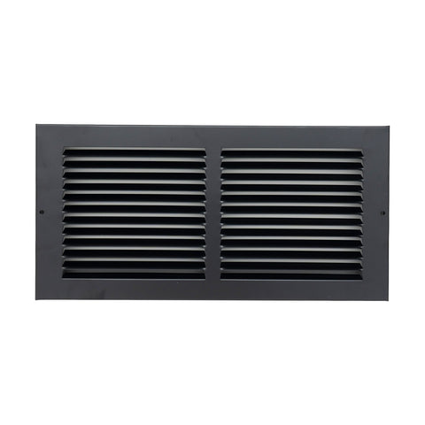 14"x6" Black Steel Baseboard Return Air Grille, 7/8" Turnback Depth