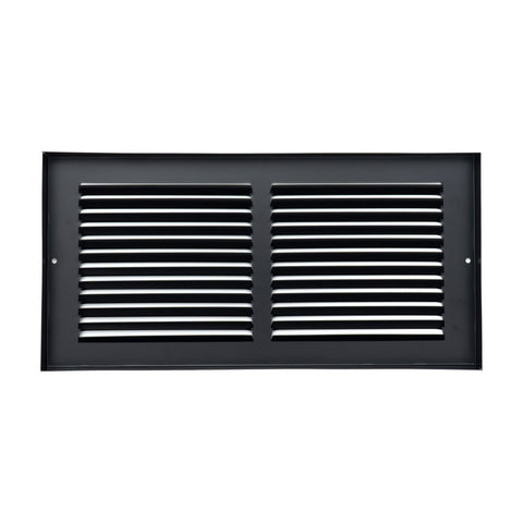 14"x6" Black Steel Baseboard Return Air Grille, 7/8" Turnback Depth