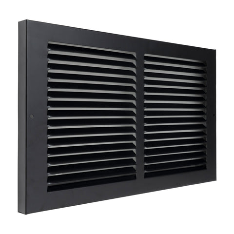 14"x8" Black Steel Baseboard Return Air Grille, 7/8" Turnback Depth