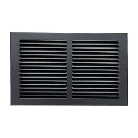 14"x8" Black Steel Baseboard Return Air Grille, 7/8" Turnback Depth