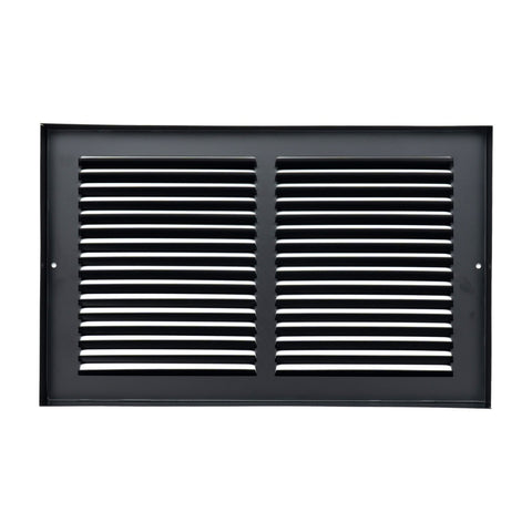 14"x8" Black Steel Baseboard Return Air Grille, 7/8" Turnback Depth