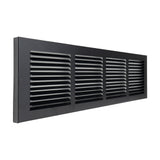 24"x6" Black Steel Baseboard Return Air Grille, 7/8" Turnback Depth