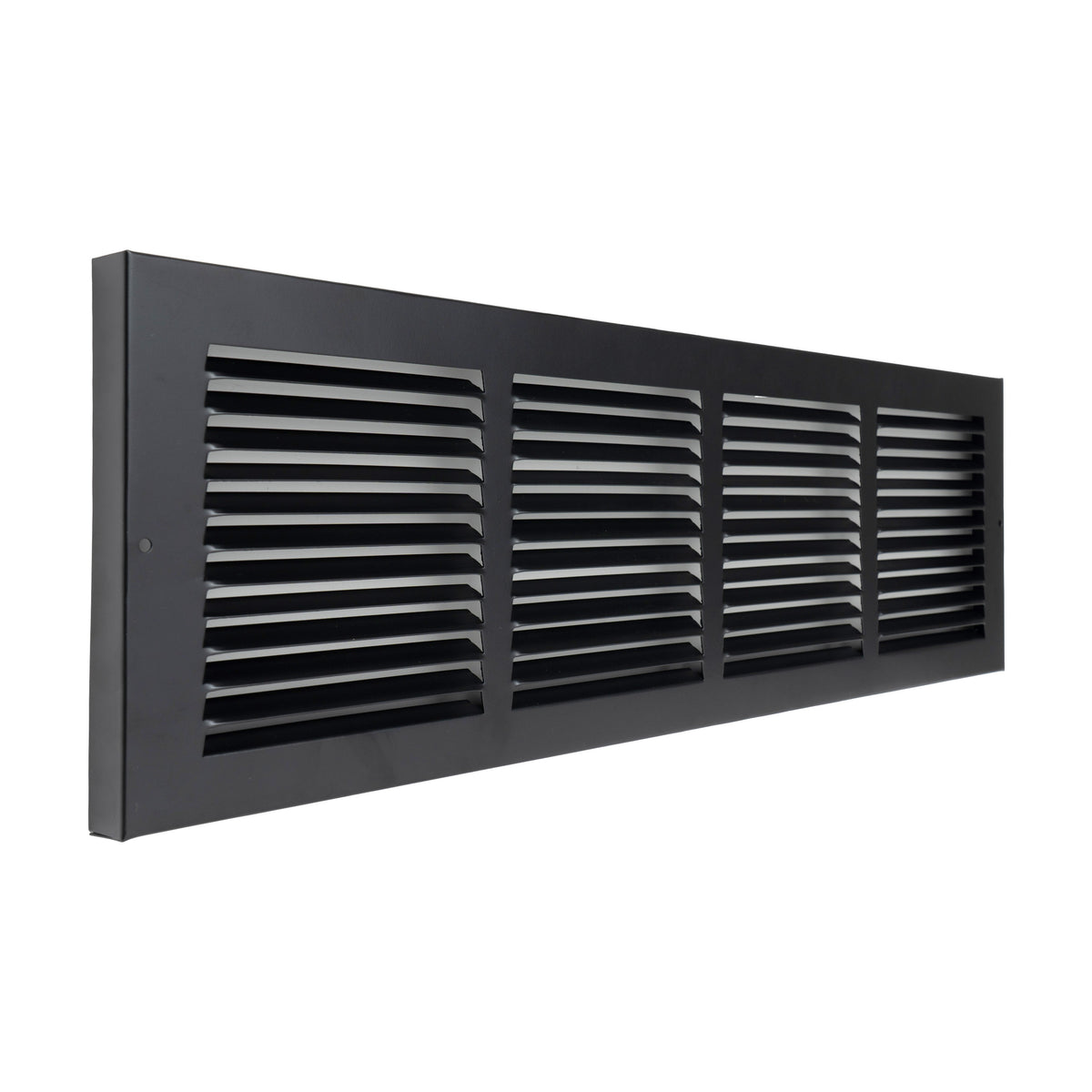24"x6" Black Steel Baseboard Return Air Grille, 7/8" Turnback Depth