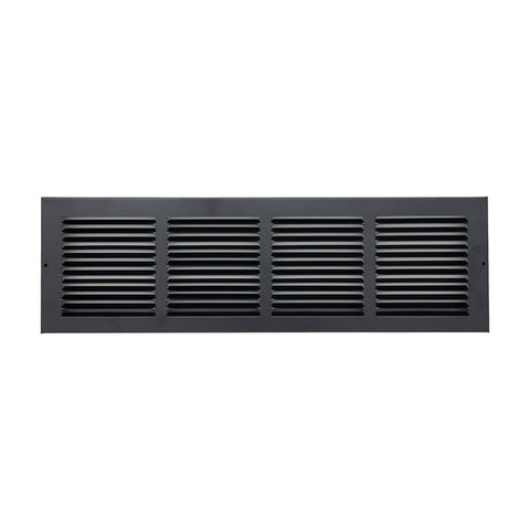 24"x6" Black Steel Baseboard Return Air Grille, 7/8" Turnback Depth