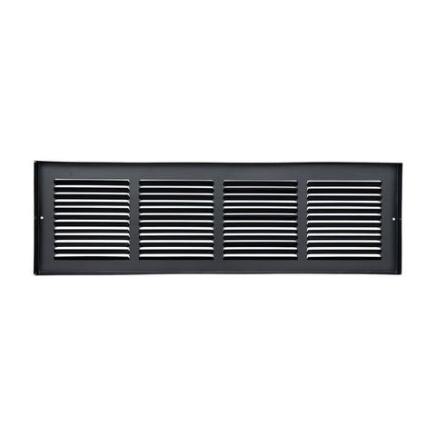 24"x6" Black Steel Baseboard Return Air Grille, 7/8" Turnback Depth