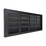 24"x8" Black Steel Baseboard Return Air Grille, 7/8" Turnback Depth