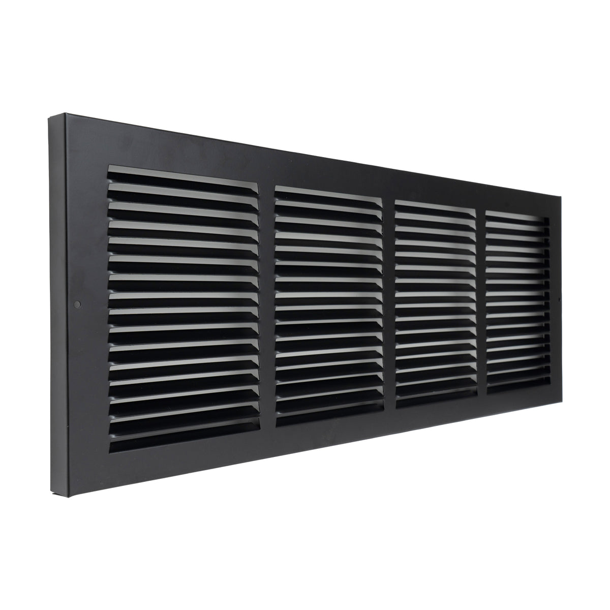 24"x8" Black Steel Baseboard Return Air Grille, 7/8" Turnback Depth
