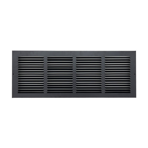 24"x8" Black Steel Baseboard Return Air Grille, 7/8" Turnback Depth