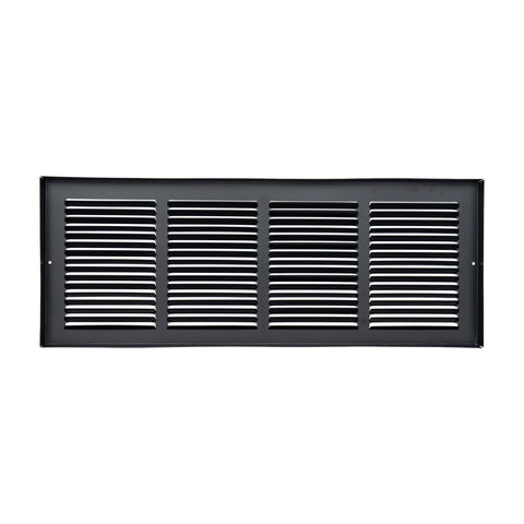24"x8" Black Steel Baseboard Return Air Grille, 7/8" Turnback Depth