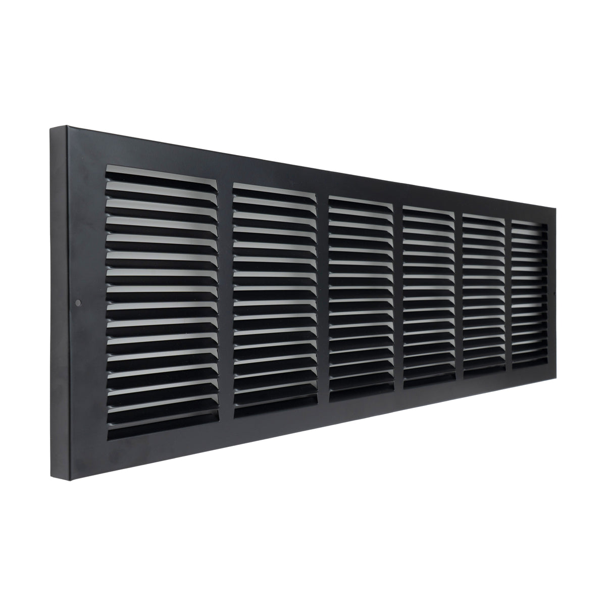 30"x8" Black Steel Baseboard Return Air Grille, 7/8" Turnback Depth