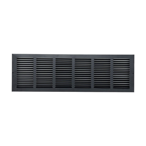 30"x8" Black Steel Baseboard Return Air Grille, 7/8" Turnback Depth