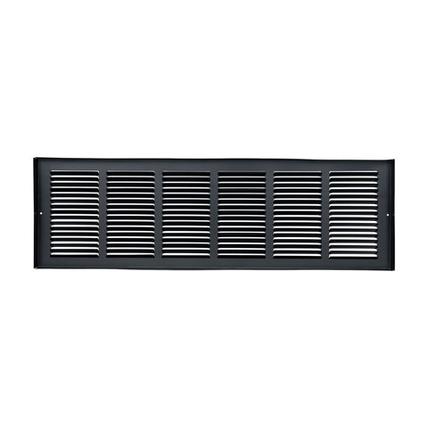 30"x8" Black Steel Baseboard Return Air Grille, 7/8" Turnback Depth