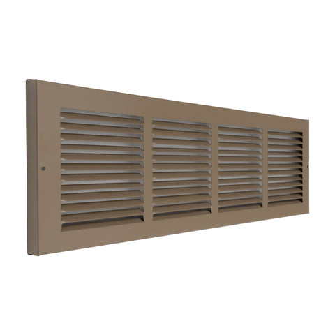 24"x6" Brown Steel Baseboard Return Air Grille, 7/8" Turnback Depth