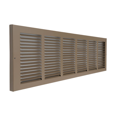 30"x8" Brown Steel Baseboard Return Air Grille, 7/8" Turnback Depth