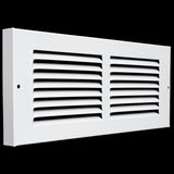 12"x4" White Steel Baseboard Return Air Grille, 7/8" Turnback Depth