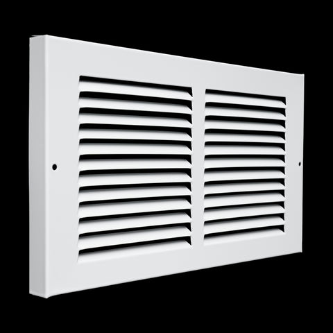 12"x6" White Steel Baseboard Return Air Grille, 7/8" Turnback Depth