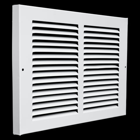 12"x8" White Steel Baseboard Return Air Grille, 7/8" Turnback Depth