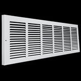 30"x8" White Steel Baseboard Return Air Grille, 7/8" Turnback Depth