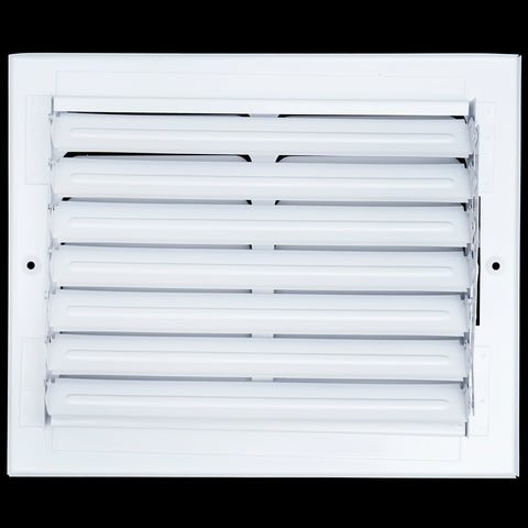 10"x8" 1-Way White Steel Fixed Curved Blade Air Supply Diffuser, Directional Register Vent Cover for Sidewall Or Ceiling