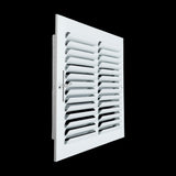 12"x12" 1-Way White Steel Fixed Curved Blade Air Supply Diffuser, Directional Register Vent Cover for Sidewall Or Ceiling