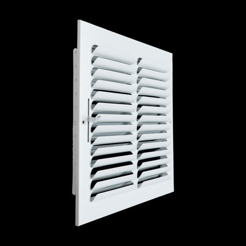 12"x12" 1-Way White Steel Fixed Curved Blade Air Supply Diffuser, Directional Register Vent Cover for Sidewall Or Ceiling