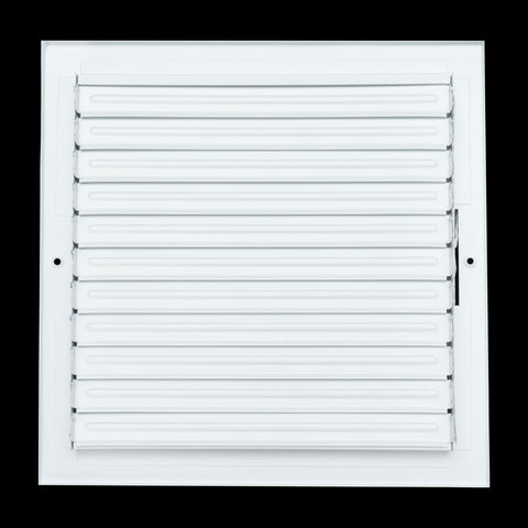 12"x12" 1-Way White Steel Fixed Curved Blade Air Supply Diffuser, Directional Register Vent Cover for Sidewall Or Ceiling