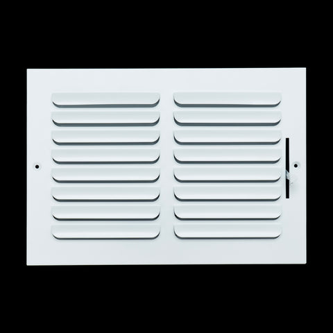 12"x8" 1-Way White Steel Fixed Curved Blade Air Supply Diffuser, Directional Register Vent Cover for Sidewall Or Ceiling