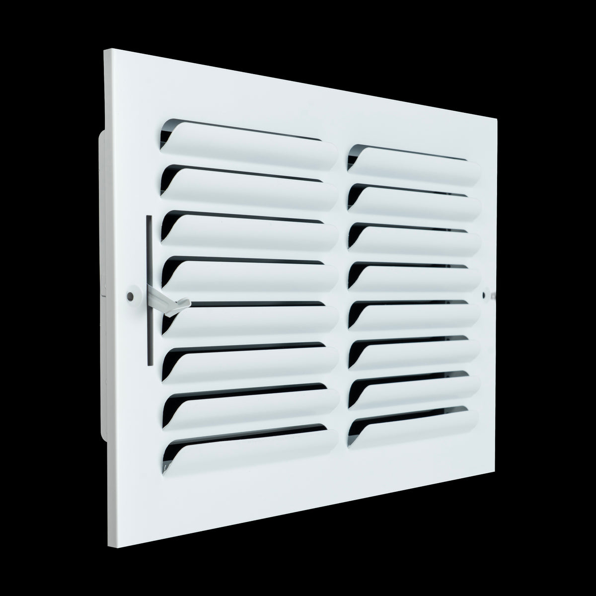 12"x8" 1-Way White Steel Fixed Curved Blade Air Supply Diffuser, Directional Register Vent Cover for Sidewall Or Ceiling