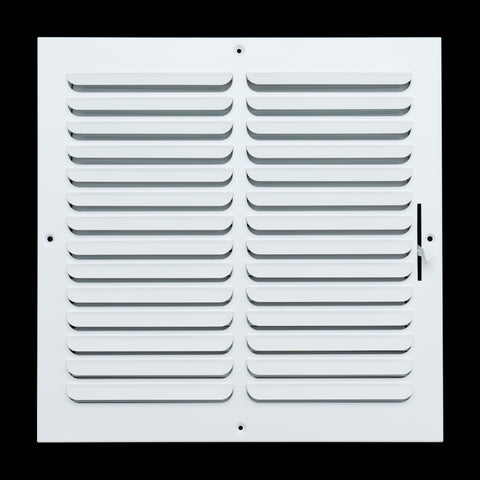 14"x14" 1-Way White Steel Fixed Curved Blade Air Supply Diffuser, Directional Register Vent Cover for Sidewall Or Ceiling
