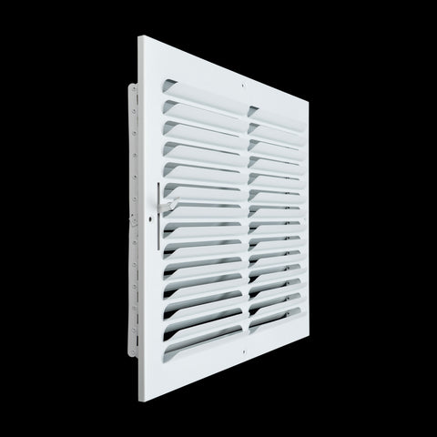 14"x14" 1-Way White Steel Fixed Curved Blade Air Supply Diffuser, Directional Register Vent Cover for Sidewall Or Ceiling