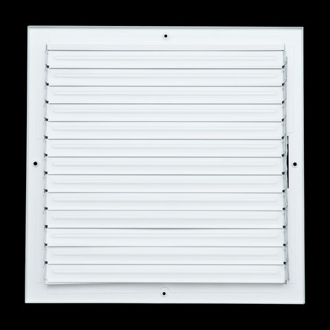 14"x14" 1-Way White Steel Fixed Curved Blade Air Supply Diffuser, Directional Register Vent Cover for Sidewall Or Ceiling