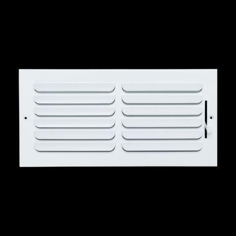 14"x6" 1-Way White Steel Fixed Curved Blade Air Supply Diffuser, Directional Register Vent Cover for Sidewall Or Ceiling