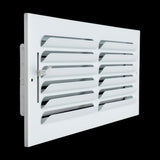 14"x6" 1-Way White Steel Fixed Curved Blade Air Supply Diffuser, Directional Register Vent Cover for Sidewall Or Ceiling
