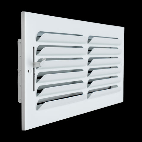 14"x6" 1-Way White Steel Fixed Curved Blade Air Supply Diffuser, Directional Register Vent Cover for Sidewall Or Ceiling