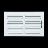 14"x8" 1-Way White Steel Fixed Curved Blade Air Supply Diffuser, Directional Register Vent Cover for Sidewall Or Ceiling