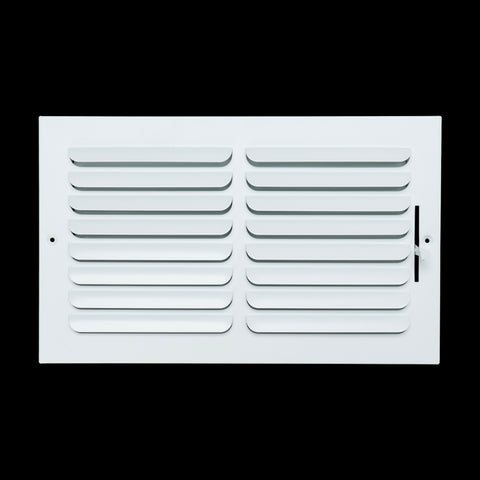 14"x8" 1-Way White Steel Fixed Curved Blade Air Supply Diffuser, Directional Register Vent Cover for Sidewall Or Ceiling