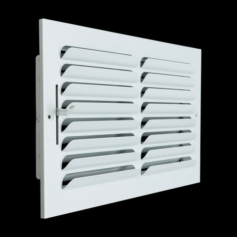 14"x8" 1-Way White Steel Fixed Curved Blade Air Supply Diffuser, Directional Register Vent Cover for Sidewall Or Ceiling