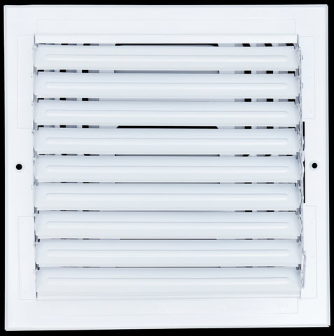 10"x10" 3-Way White Steel Fixed Curved Blade Air Supply Diffuser, Directional Register Vent Cover for Sidewall Or Ceiling